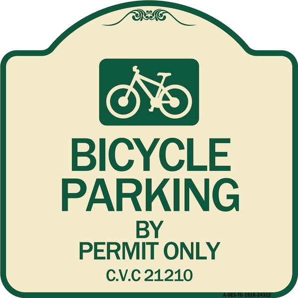 Bicycle Parking by Permit C.V.S. 21210 Heavy-Gauge Aluminum Sign, 18" x 18", TG-1818-24322